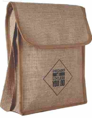 Printed Brown Jute Sling Bag With15x12x3 Inch Size