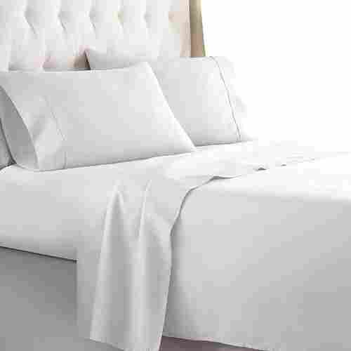 White Plain Cotton Bed Sheets Sets With Pillow Cover