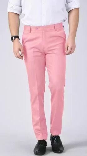 High Quality Washable And Comfortable Light Pink Plain Pattern Polyester Trousers
