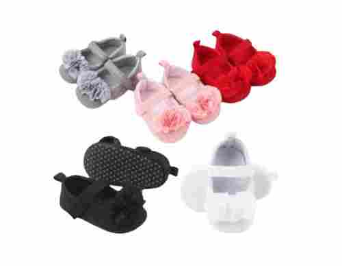 5 Pairs, Casual Wear Breathable And Washable Fur Fancy Baby Girl Shoes 
