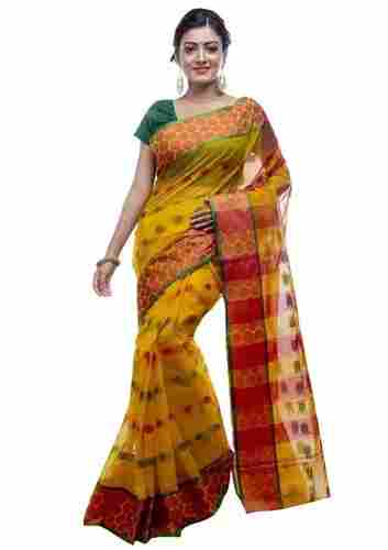 Casual Wear Printed Cotton Lightweight Anti Wrinkle Saree With Unstitched Blouse Piece