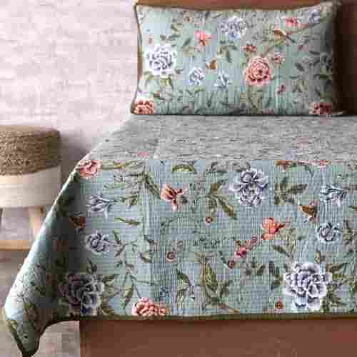 Grey 9 Inch Pillow Cover Flower Cotton Printed Bed Sheet