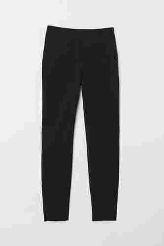 Regular Fit Plain Dyed With Washable Feature Denim Black Trousers For Womens
