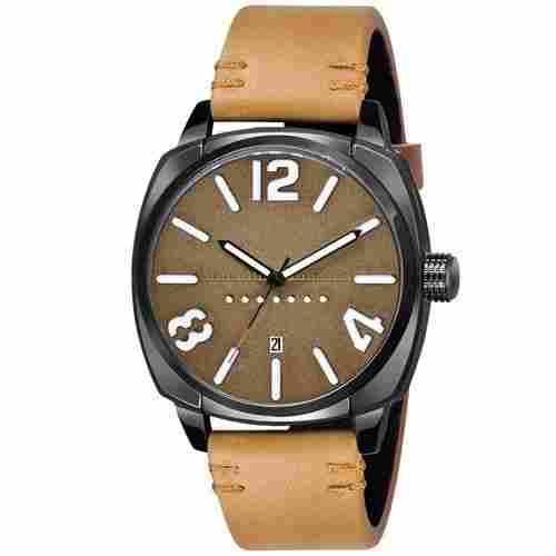 Men Beautiful Design Light Weight Stylish Black And Brown Fashionable Hand Watch