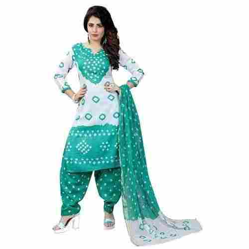 Ladies Comfortable Green And White Salwar Suit