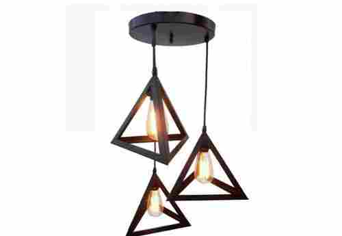 Round Black Metal 60 Watt 3 Lights Ceiling Mount Chandelier Lamp