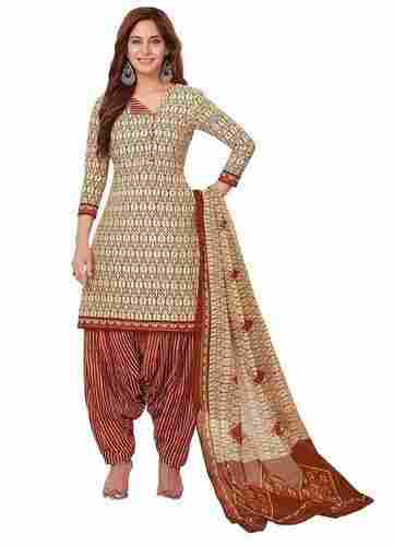 Multi Color Cotton Printed Unstitched Salwar Suit For Ladies