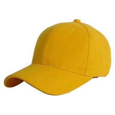 Plain Yellow Mens Cotton Cap For Casual Wear