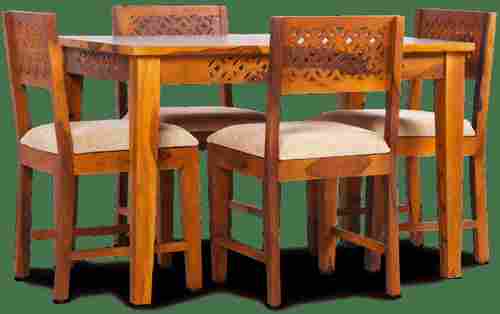 Modern Design Solid Wood 4 Seater Dining Set with Rustic Teak Finish