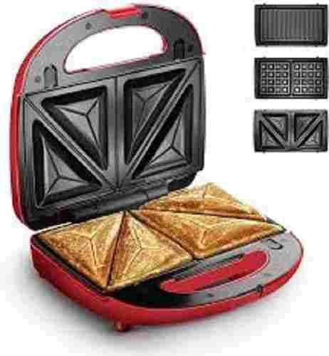 Red And Black Toaster Sandwich Maker With High Performance Electronic Stainless Steel