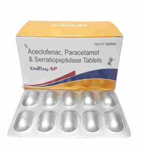 Aceclofenac, Paracetamol & Serratiopeptidase Tablets, 10x10 Tablets