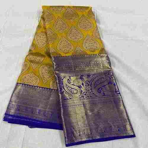 Party Wear Comfortable And Washable Printed Pattern Kanchipuram Silk Saree