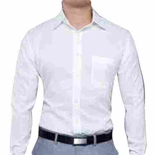 Mens Stylish Full Sleeves Cotton White Plain Shirt