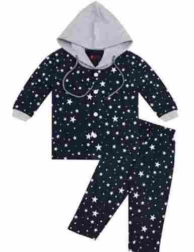Casual Wear Washable And Comfortable Printed Navy Blue Baby Hoodie And Pajama 
