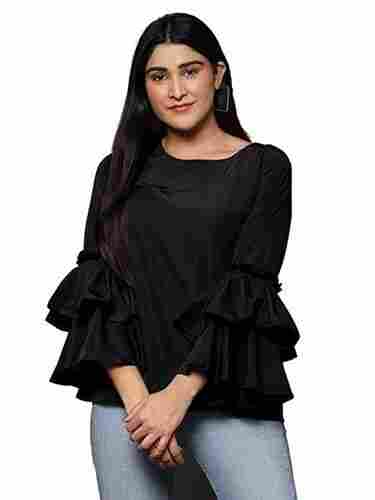 Comfortable Trendy And Stylish Polyester Plain Fancy Daily Wear Bell Sleeve Design Top
