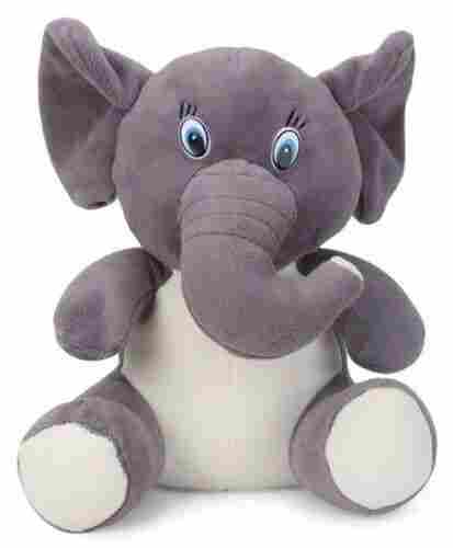 Velvet Material Grey and White Color Extra Soft Elephant Toy For Babies
