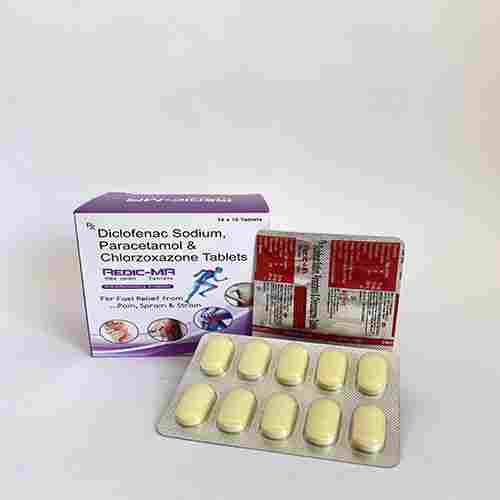 Redic-MR Diclofenac Sodium, Paracetamol And Chlorzoxazone Tablets, 10x10 Pack
