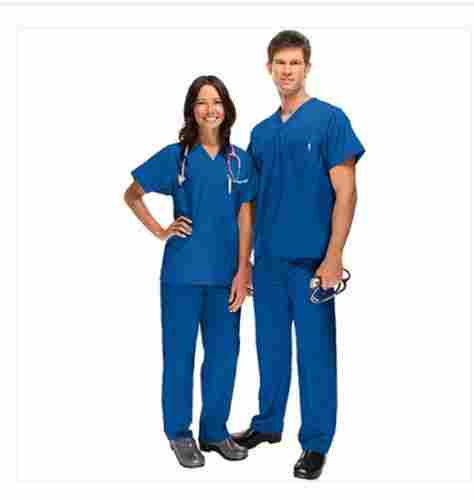 Unisex Plain Polyester Short Sleeve V Neck Regular Fit Hospital Staff Uniform 