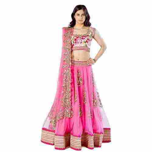 Women Pink Lehenga Choli Ideal To Be Wear In The Wedding Party, Festivals, Etc.