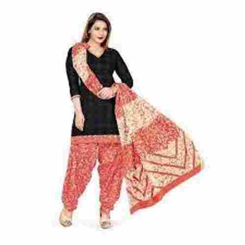 Ladies Casual Wear 3/4th Sleeves Printed Cotton Silk Punjabi Salwar Suit 