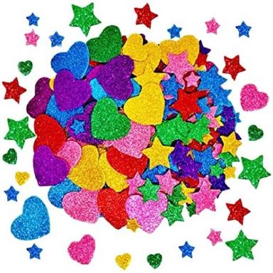 Multicolour Self Adhesive Colorful Glitter Foam Stickers Used For Art And Craft, Card Making, Paper Decoration, School Crafts
