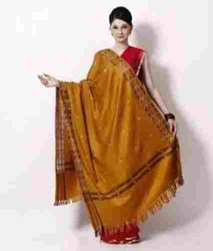 2.2 M Stylish And Printed Entire Body Covered Regular Size Yellow Cotton Shawl 