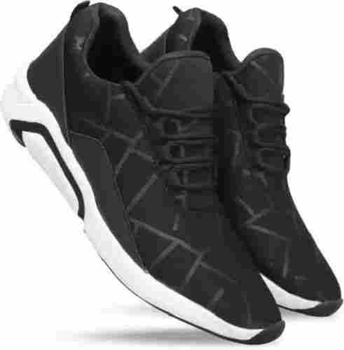 Black Lace Up Comfortable And Breathable Cushioned Ankle Mens Sports Shoes