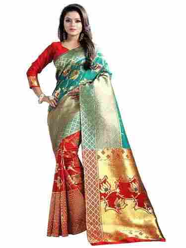 Lightweight Skin Friendly Festive Wear Printed Banarasi Silk Saree