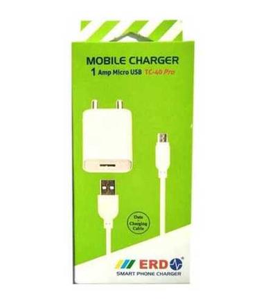 White 1 Amp Micro Usb Plastic Body Erd Adapater And Data Cable Smart Mobile Charger