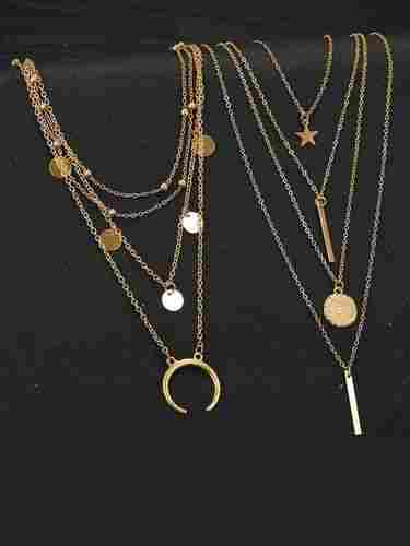 Combo Of 2 Gold Plated Layered Pendant Necklace