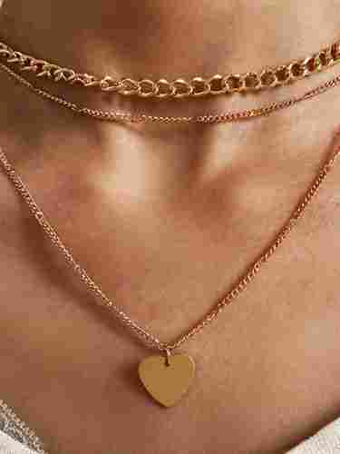 Gold Plated Triple Layered Heart Necklace