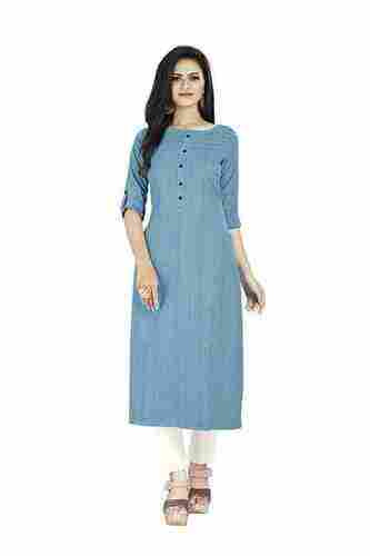 Ladies Plain Cotton Full Sleeves Kurti For Daily Wear