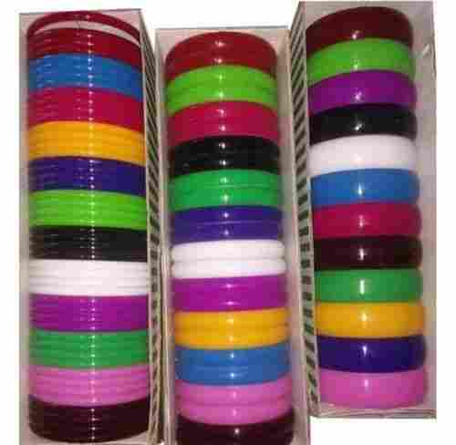 Multiple Plain Color Acrylic Bangle of 3 Different Thickness for Women With Box Packaging