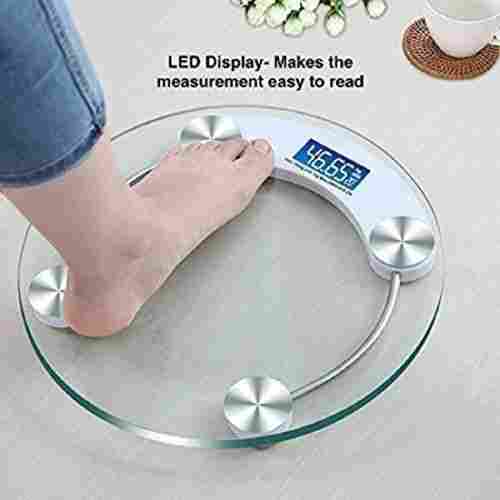 Portable LED Display Transparent Glass Round Shape Personal Weighing Scale