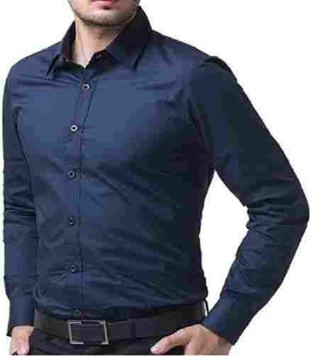 Official Wear Full Sleeves Blue Pure Cotton Checked Shirt For Men