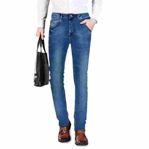 Men Skin Friendly And Breathable Full Length Blue Denim Jeans 
