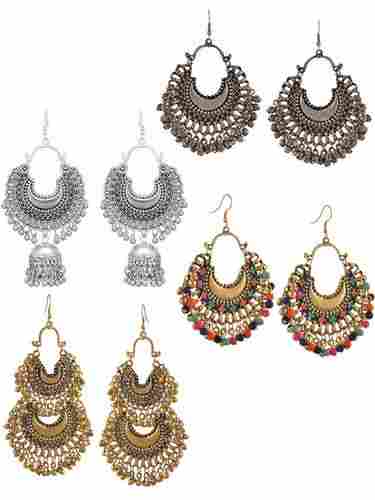Combo of 4 Oxidized Layered Beads Chandbali Jhumki Earrings