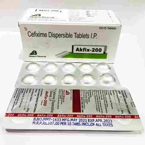 Akfix-200 Cefixime 200 MG Dispersible Antibiotic Tablets, 10x10 Alu Alu Pack