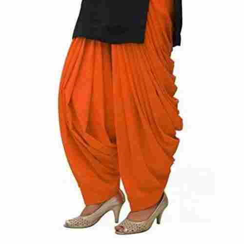 Lightweight Skin-Friendly Plain Orange Readymade Ladies Patiala Salwar