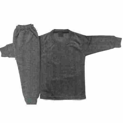 Skin Friendly And Full Sleeves Grey Kids Winter Wear Thermal Button Suits