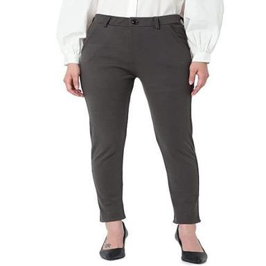 Grey Smarty Pants Women'S Cotton Lycra Ankle Length Formal Trouser