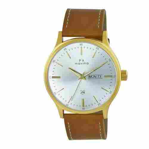 Formal Wear Lightweight Round Analog Mens Fashion Wrist Watch With Leather Band 