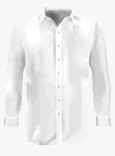 Cotton Plain White Formal Shirt Full Sleeves For Men's