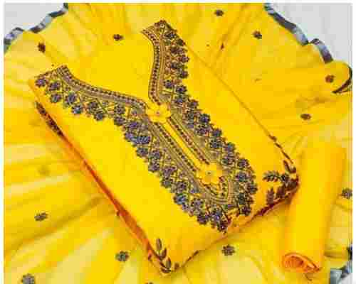 Women Party Wear Cotton Silk Embroidered Unstitched Suits With Dupatta 