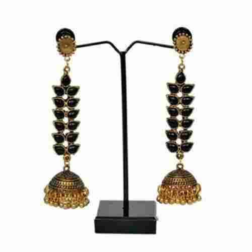 Highly Polished Unique Design Oxidized Golden And Black Fashionable Earring