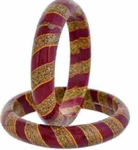 Ladies Skin Friendly Maroon And Golden Glass Bangles