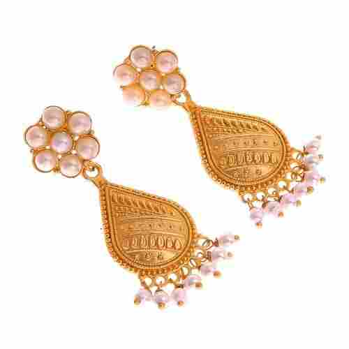 Golden Fancy Gold Plated Jhumka Earring, Size: 2 Inches