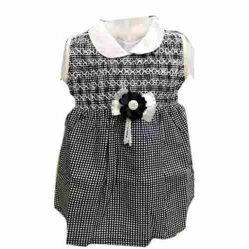 Hand Wash Collar Neck And Short Sleeves Baby Cotton Frock For Party Wear