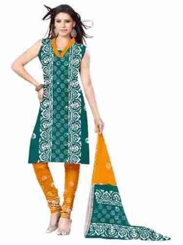 Teal Color Batik Dress For Ladies