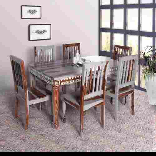 Wooden Rectangular Dining Set, 6 Seater